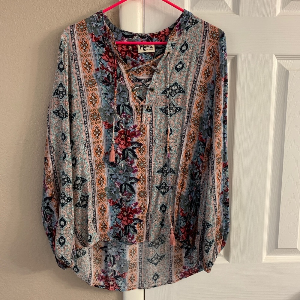 Show me your mumu thunderbird lace up tunic